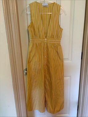 Urban Outfitters Mustard Yellow Striped Midi Dress